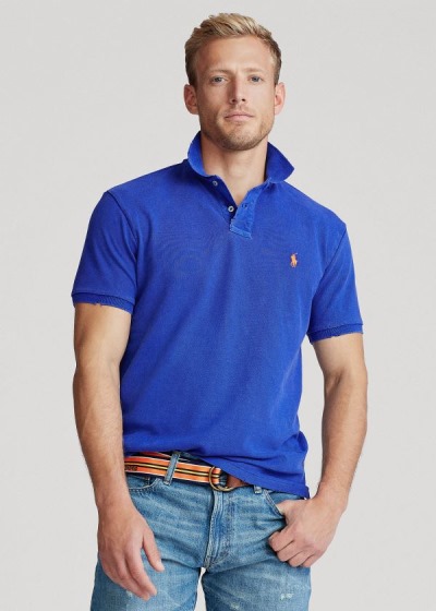 Polos Polo Ralph Lauren Hombre Azul Rey Azules - Custom Slim Distressed - UFGCR8194